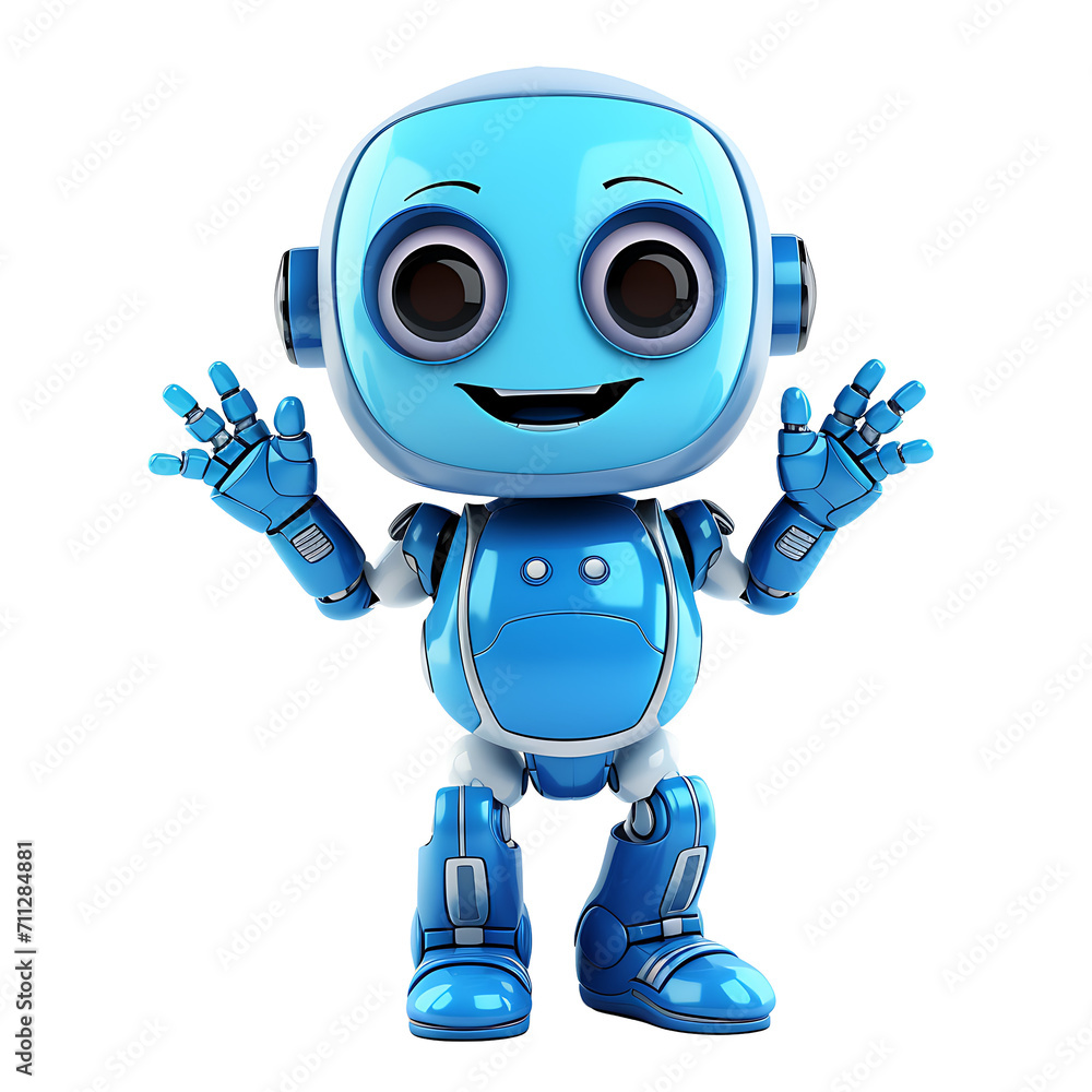 Blue Android robot on transparent background PNG