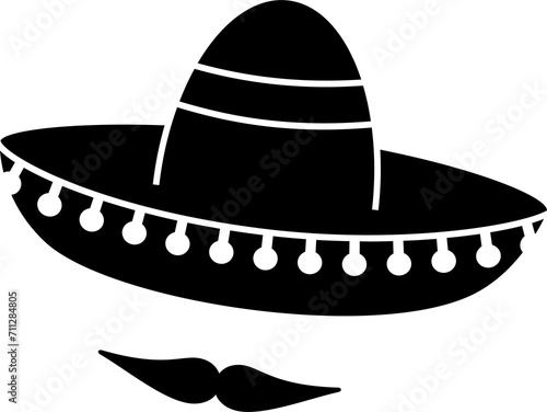 Mariachi musician sombrero hat and moustache icon
