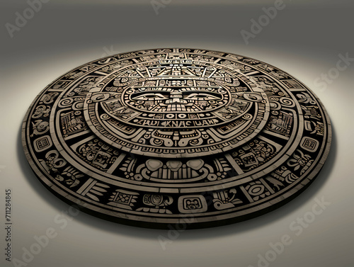 Vector Of Mayan Calendar, A Circular Stone With Designs On It