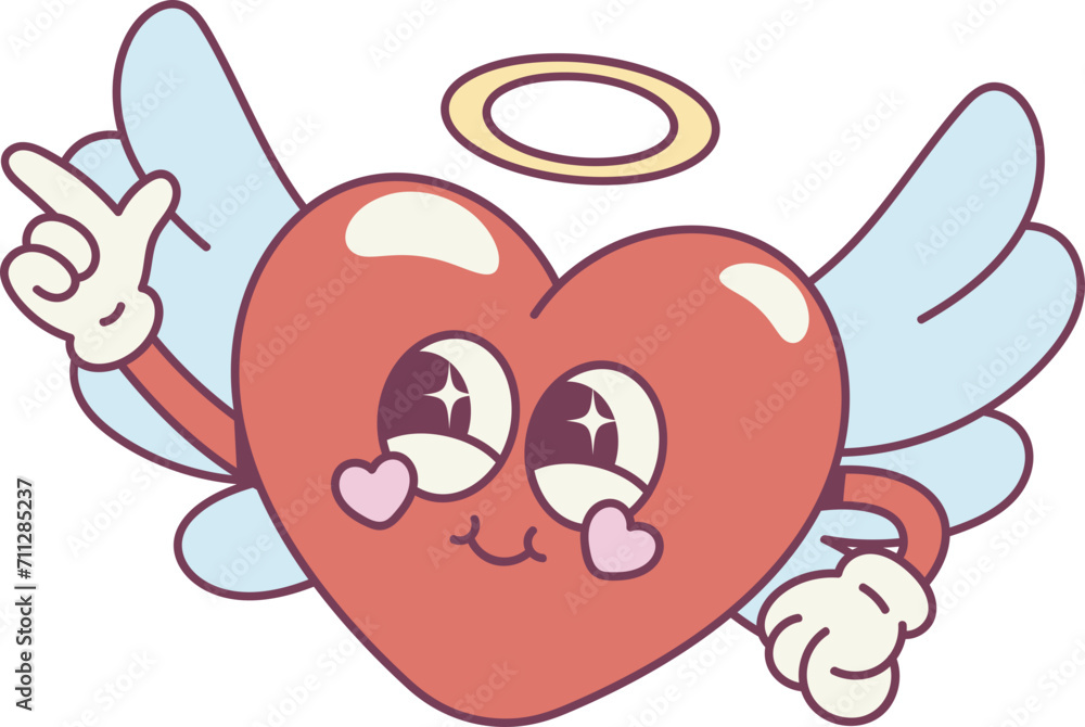 Cute heart with wing element vector Cute heart with wing element vector