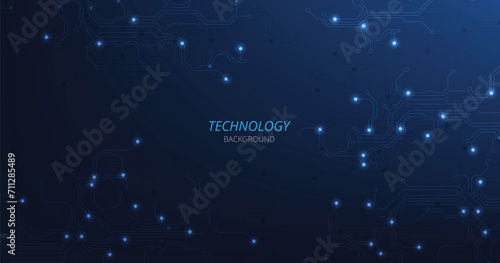 Circuit board dark blue technology background. Vector abstract technology illustration Circuit board on dark blue background. High-tech circuit board connection system concept.