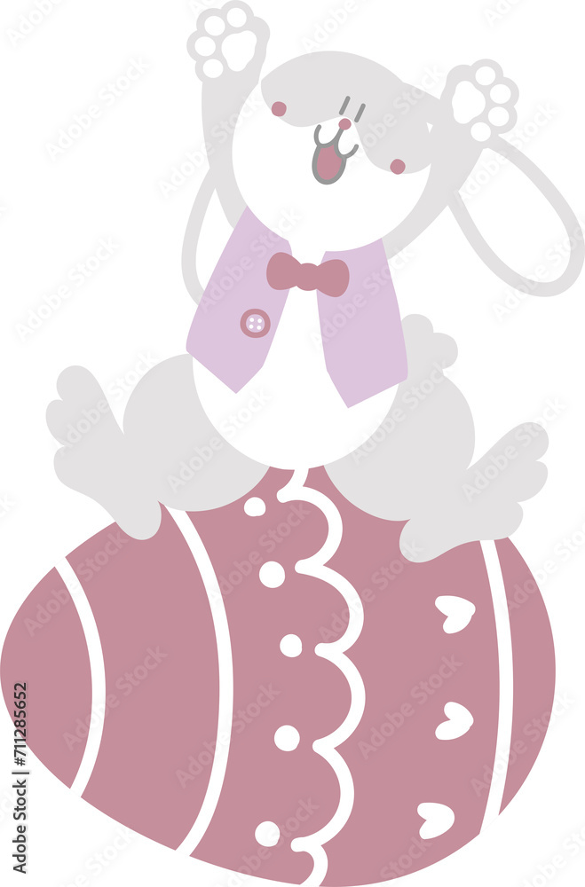 happy easter with bunny rabbit and egg, flat png transparent cartoon character design happy easter with bunny rabbit and egg, flat png transparent cartoon character design