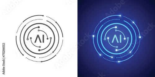 Artificial intelligence circuit line style. Machine learning design. Smart network digital technology. AI. Vector illustration