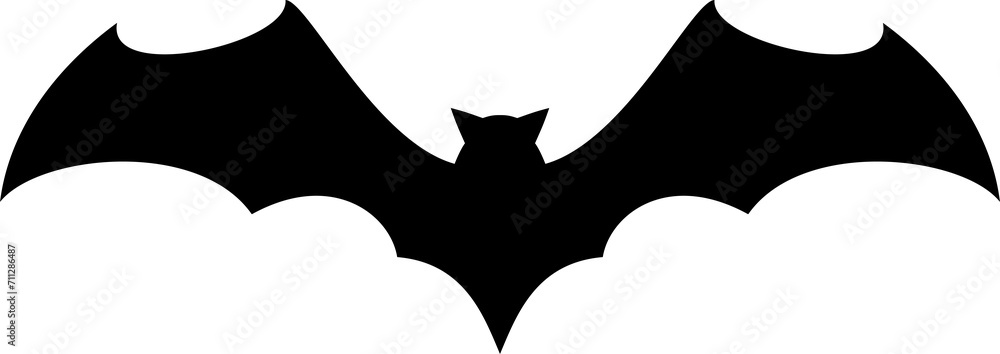 Halloween bat with spread wings silhouette - obrazy, fototapety, plakaty 