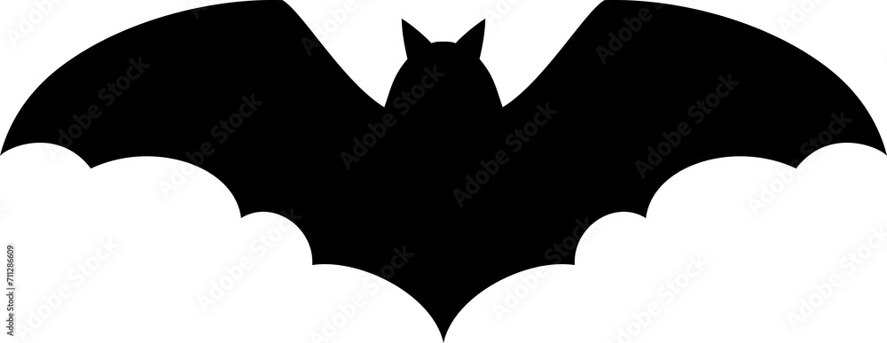 Bat silhouette, black Halloween bird