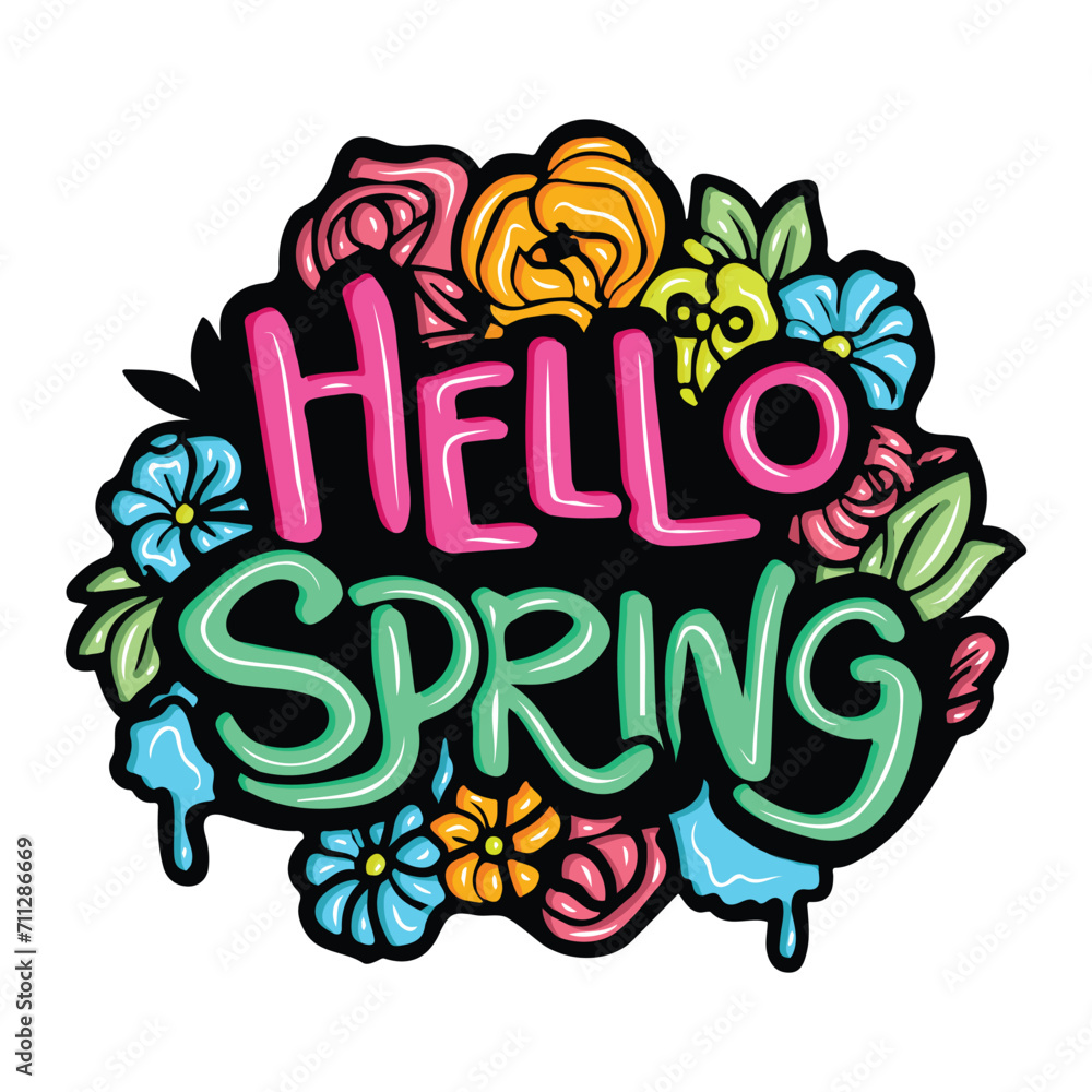 hello spring with hand drawn design hello spring with hand drawn design