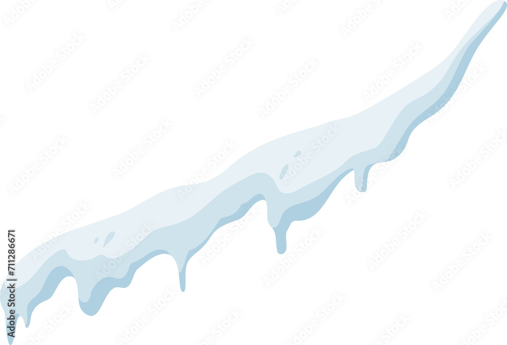 Snowdrift snowcap with icicles, winter weather Snowdrift snowcap with icicles, winter weather