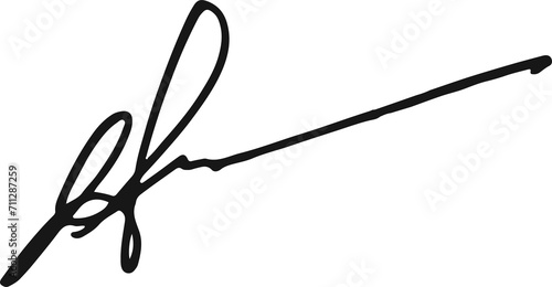 Handwritten bold line signature, autograph photo