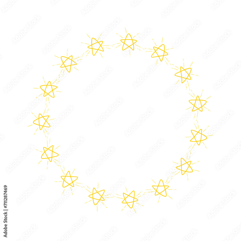 Vector golden circle frame from star shape isolated on white Vector golden circle frame from star shape isolated on white