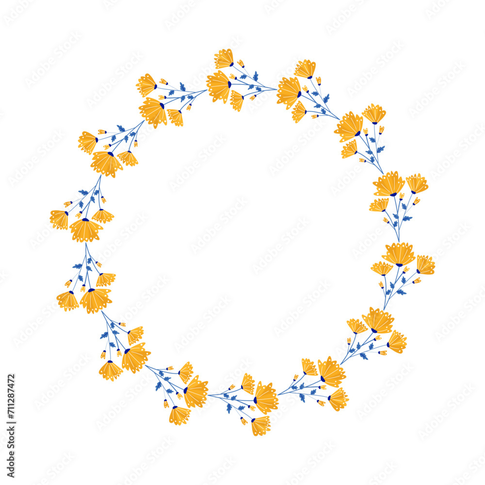 Vector hand drawn floral wreath on white background Vector hand drawn floral wreath on white background