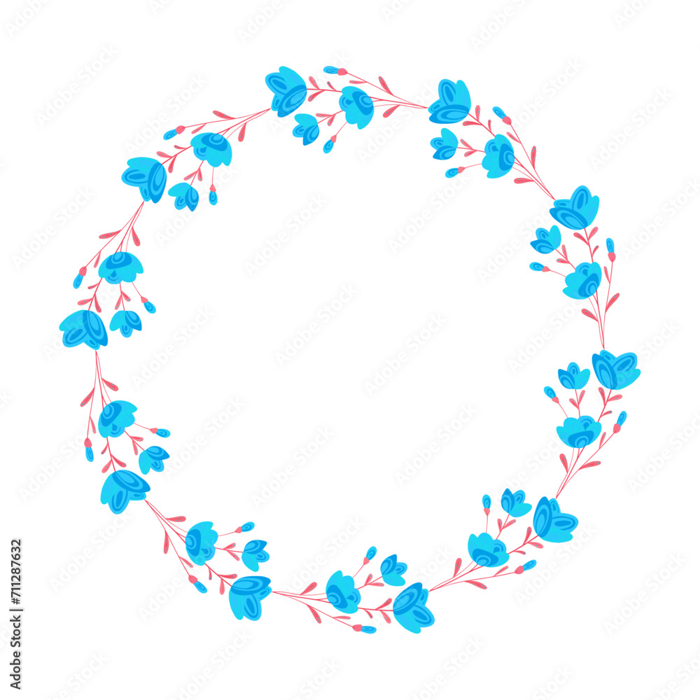 Vector hand drawn floral wreath on white background Vector hand drawn floral wreath on white background