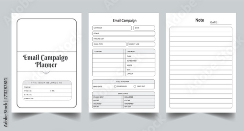 Editable Email Campaign Planner Kdp Interior printable template Design.