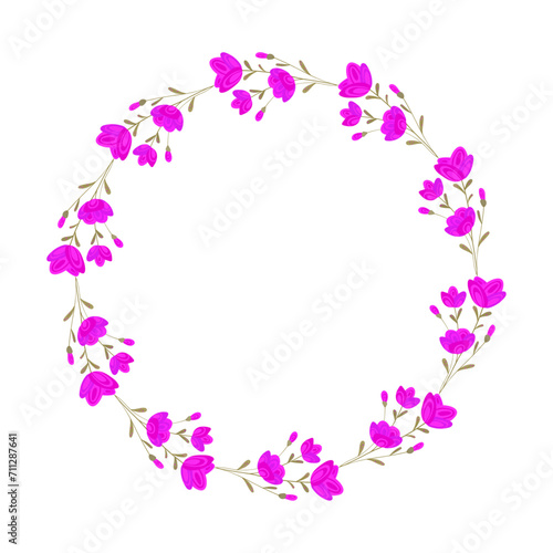 Vector hand drawn floral wreath on white background © Nganhaycuoi