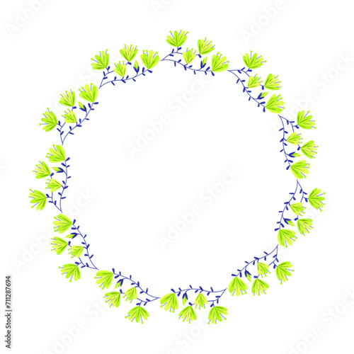 Vector hand drawn floral wreath on white background