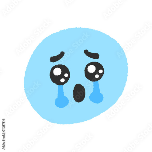 うるうるの目で涙を流す絵文字 - シンプルでかわいい手書きのぴえんな泣き顔のデザイン素材