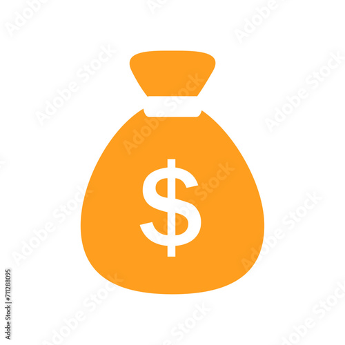 Vector money bag icon with a dollar sign flat money bag