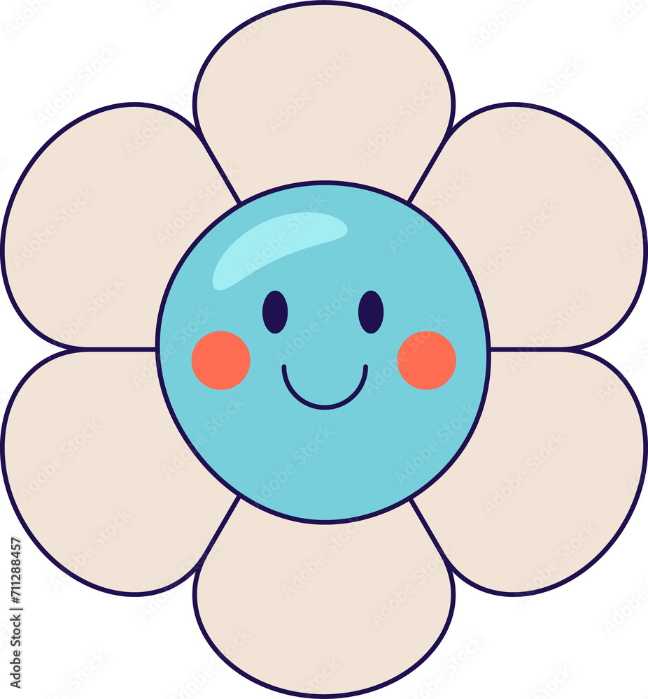 Groovy daisy flower with smiling face Groovy daisy flower with smiling face
