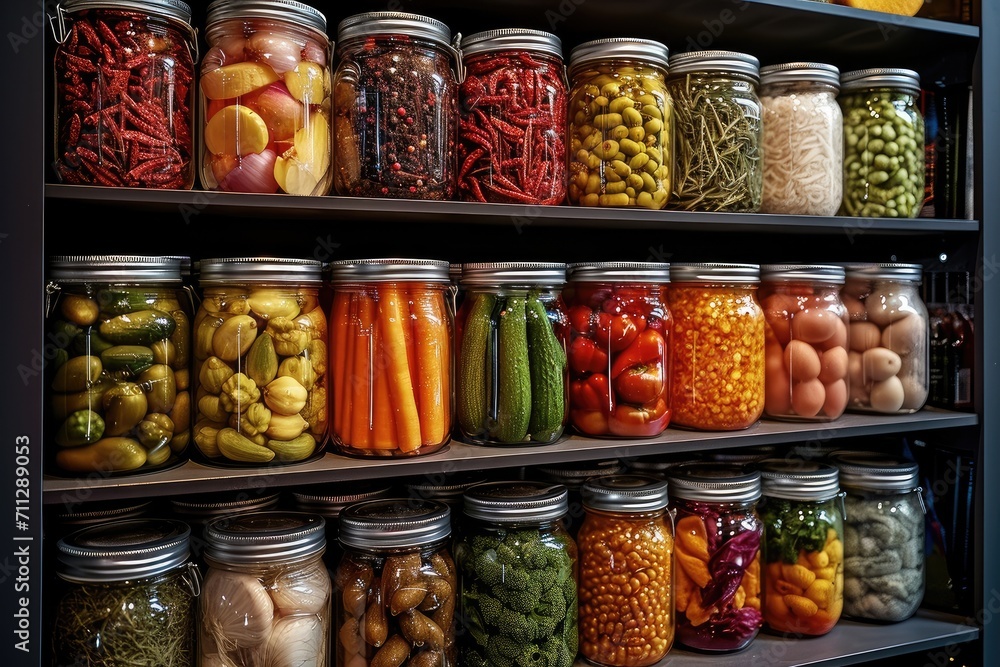 Preservation of vegetables on the shelf. Generative AI. Preservation of vegetables on the shelf. Generative AI.