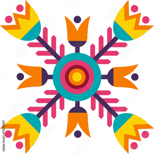 Mexican floral tribal motif ornament