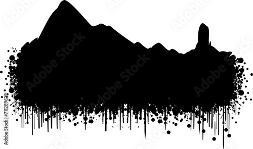 Vektor Silhouette - Berge und Felsen mit Tropfen und Blasen Untergrund