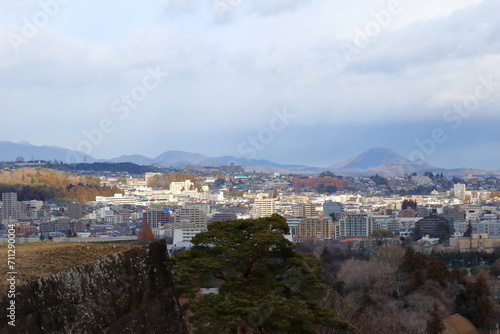 仙台城址からの仙台市街の風景