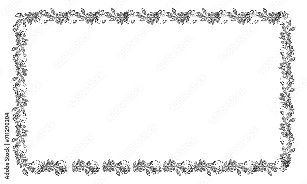 Vector drawn floral frame on white background Vector drawn floral frame on white background