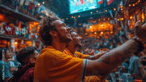 Exuberant Soccer Fans Celebrating at Public Viewing Event photo