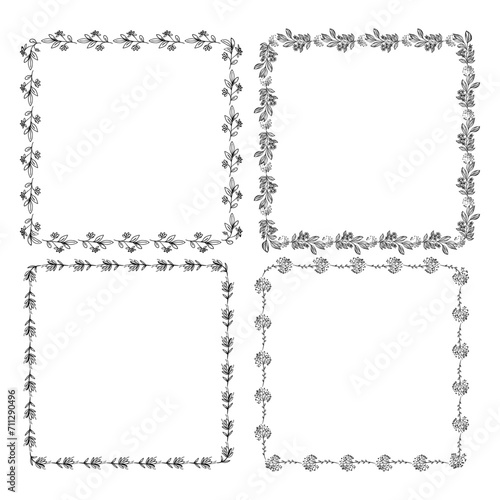 vector set of hand drawn ornamental frames