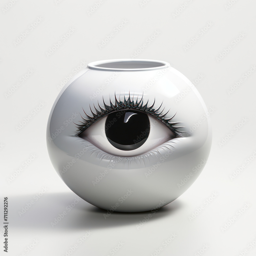 White Isolated Eye on Blue Background: Beauty in Close-up White Isolated Eye on Blue Background: Beauty in Close-up