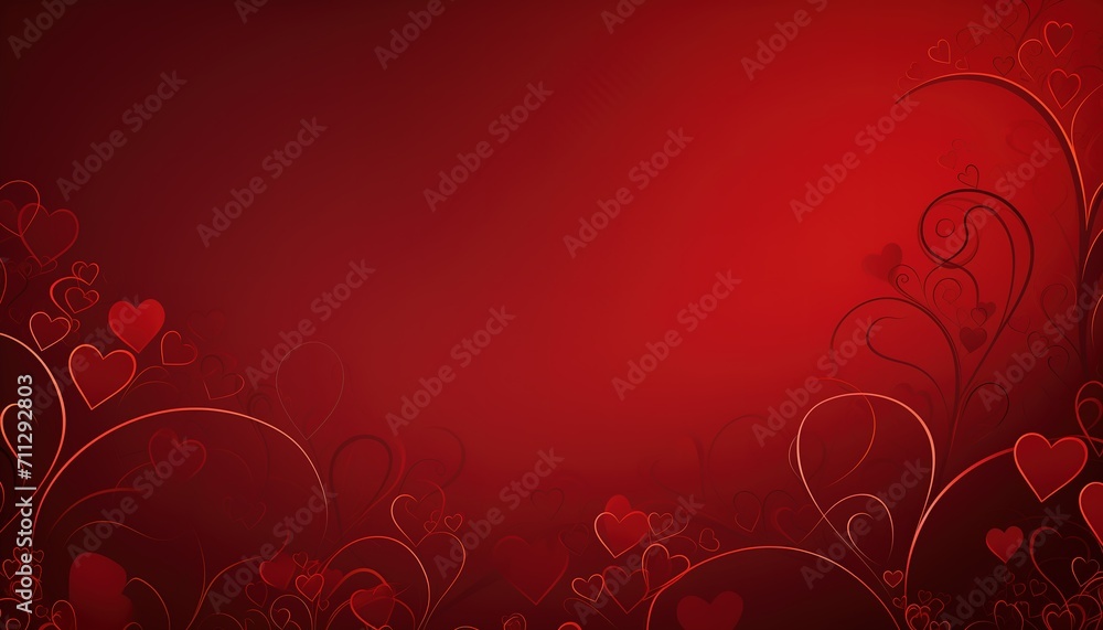 Graphic image of lines of hearts with patterns on a red background Graphic image of lines of hearts with patterns on a red background