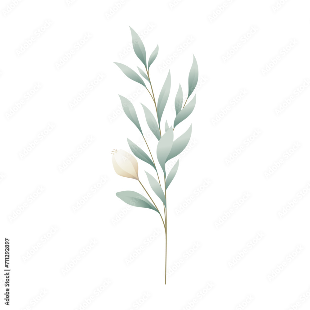 vector hand drawn watercolour floral leaves illustration