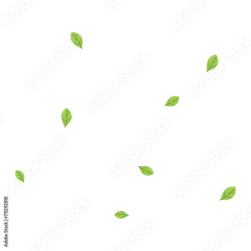 vector fresh green leaves flying on wind