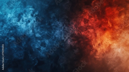 Abstract red fire versus blue ice background. Heat and cold concept.