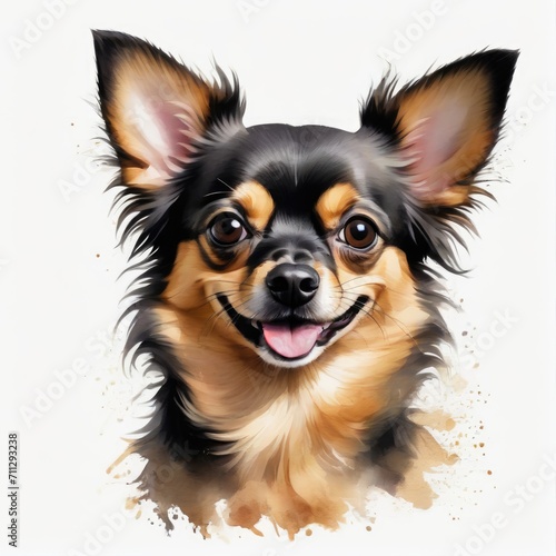 Watercolor black and tan chihuahua dog © QuoDesign