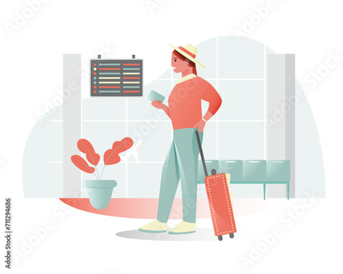 Woman in airport want to traveling