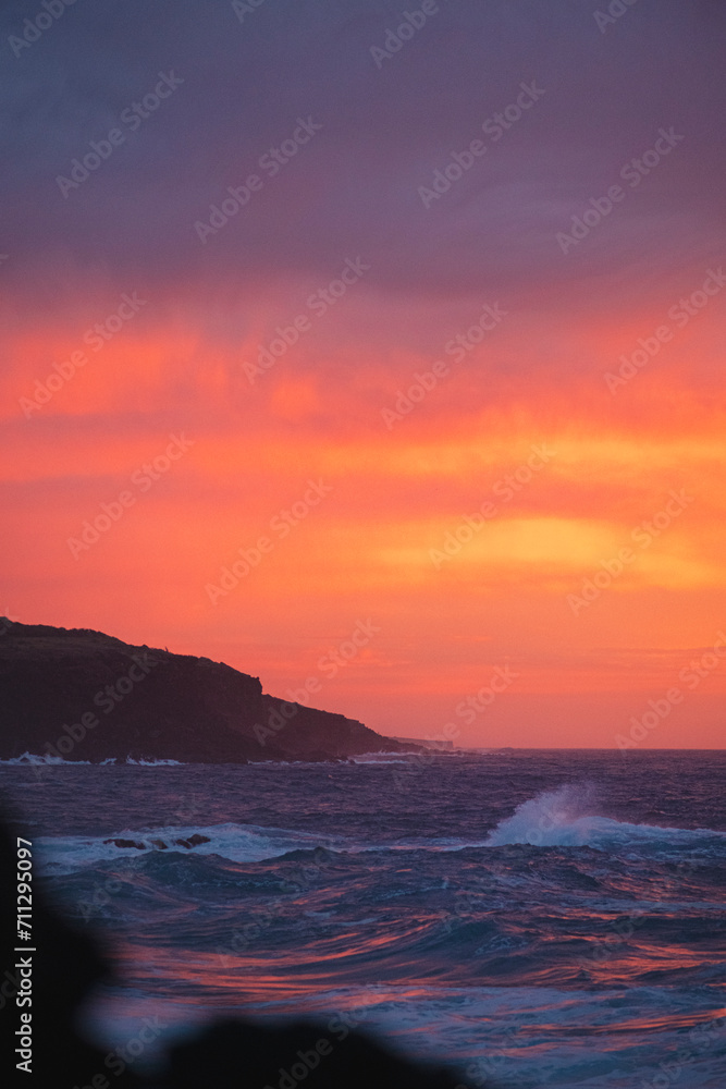 cyclone sunset over the sea