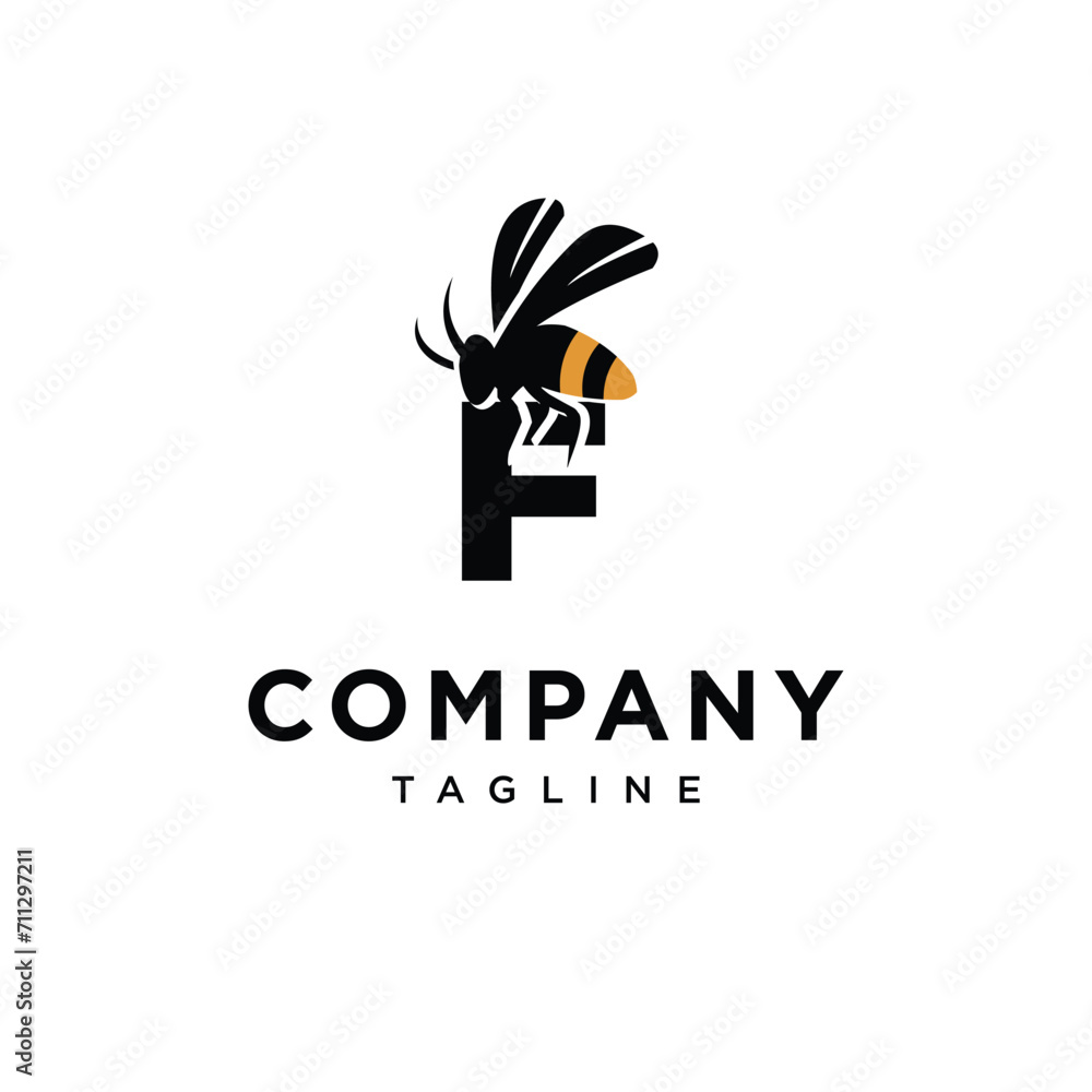 Letter F bee logo icon vector template.eps Letter F bee logo icon vector template.eps