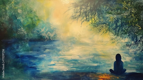 Mindfulness and tranquility captured in a mental health painting