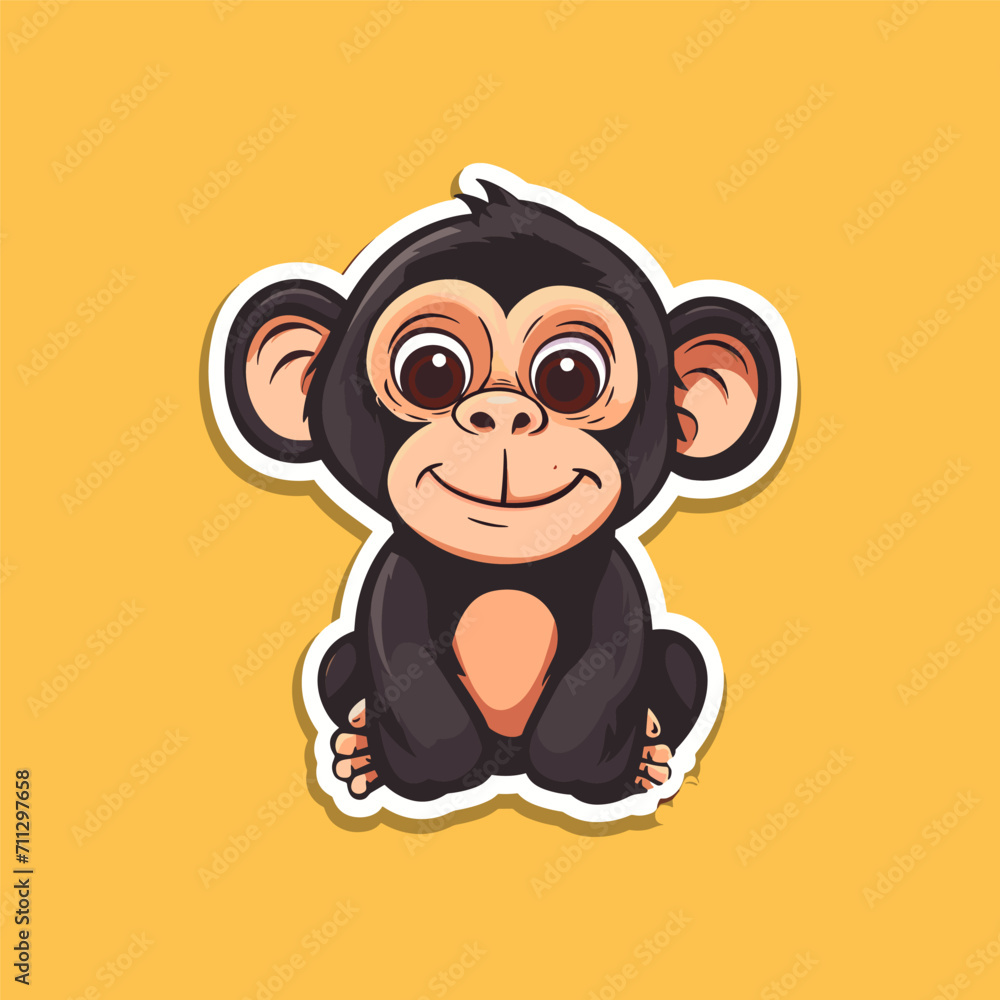 Cute baby monkey sticker vector illustration Cute baby monkey sticker vector illustration