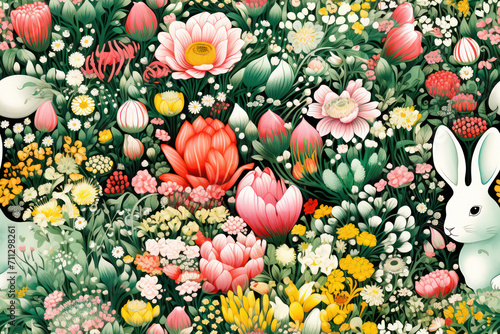 Floral Pattern: A Seamless Spring Wallpaper with Nature's Blooming Beauty © VICHIZH
