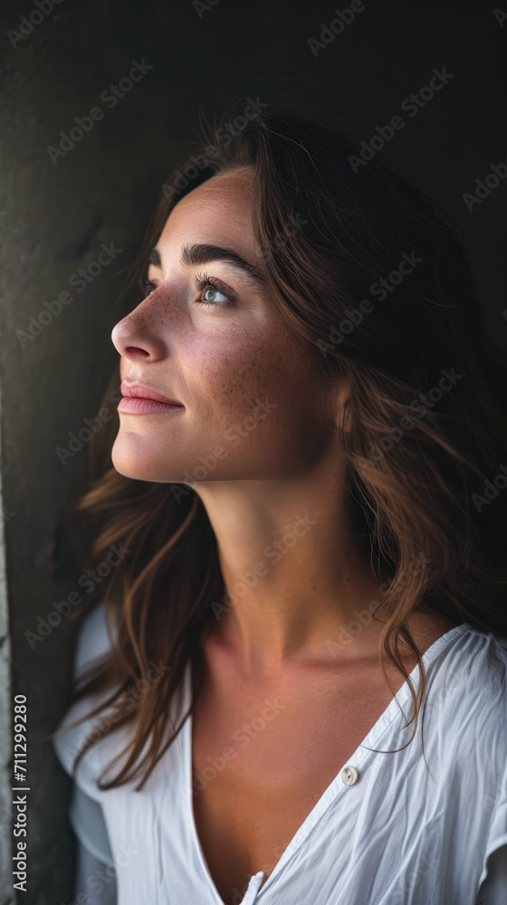 Portrait of a young woman with an intense look Portrait of a young woman with an intense look