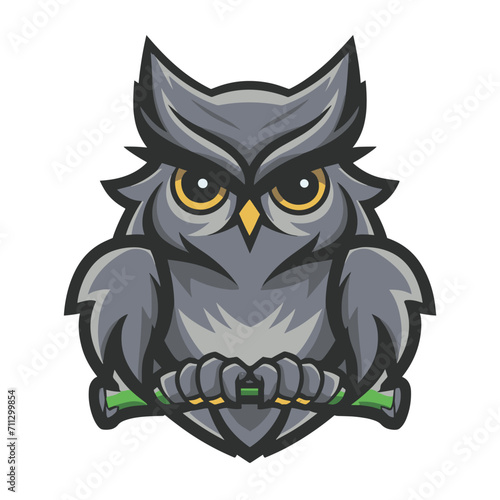 Fototapeta Naklejka Na Ścianę i Meble -  Owl Vector Logo Illustration | Night mare owl logo | black and white owl with wings | vector illustration | Owl Mascot logo