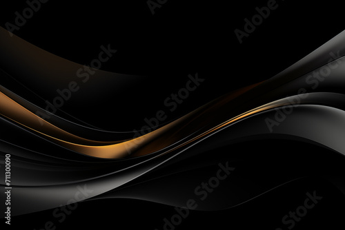 Modern Trendy Abstract 3D Business Waves Background Design. Black and Gold.