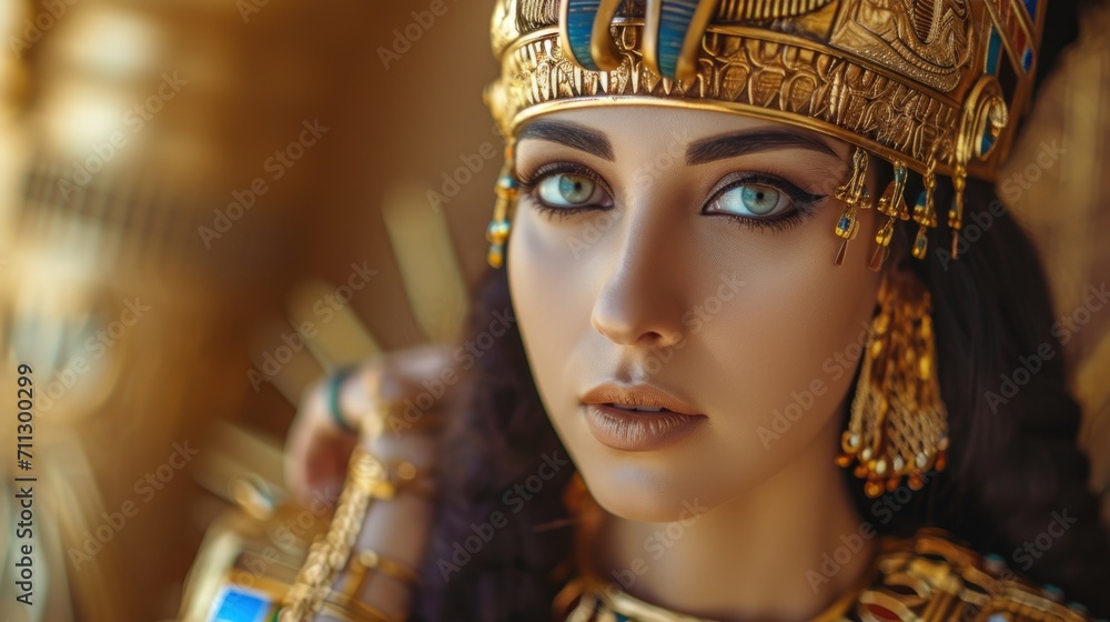 Woman in the Goddess Ancient Egypt Empire Beauty Style - Beautiful Goddess Girl Background created with Generative AI Technology