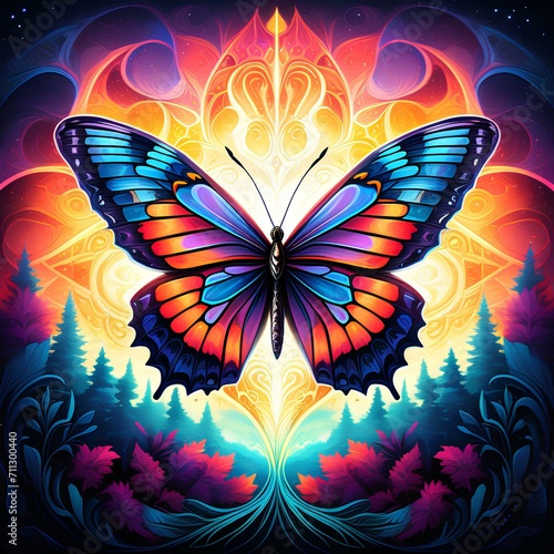 The Magic Forest and Butterfly, Generative AI : radiant symmetry  © ToktokImage 