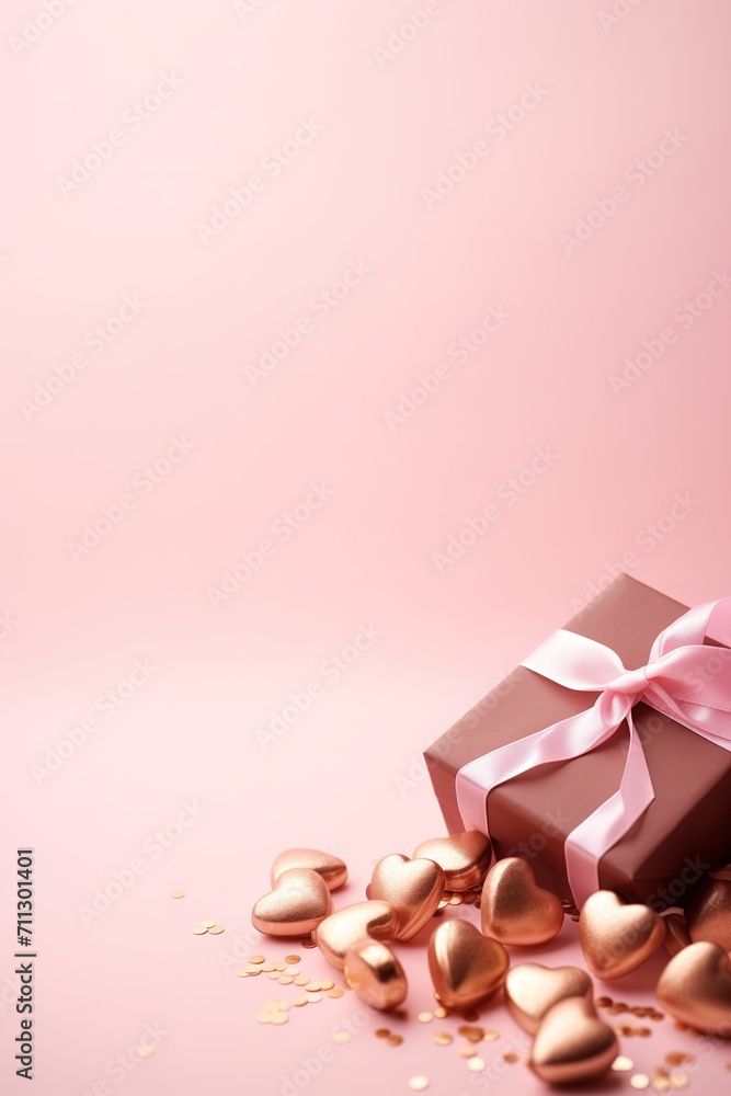 Festive background with gift box & love shape