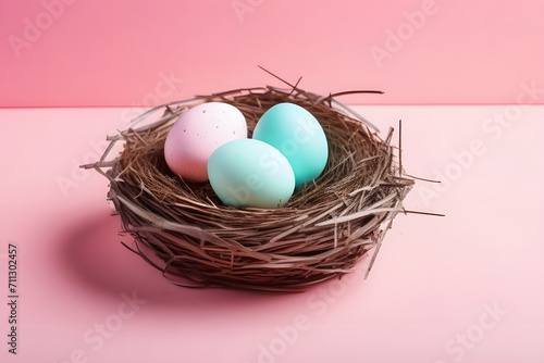 easter eggs in nest. 