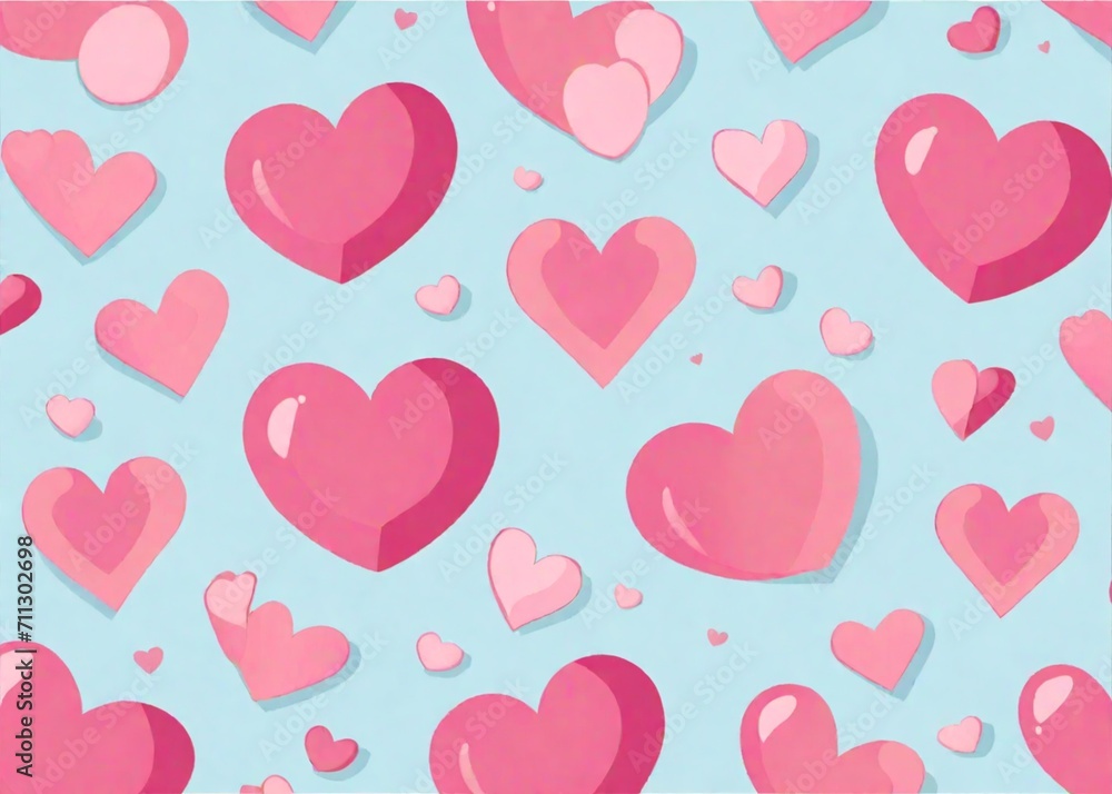 Generative AI: Red love heart seamless pattern illustration. Cute romantic pink hearts background print. Valentine's day holiday backdrop texture, romantic wedding design.