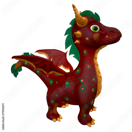 Small beautiful red dragon symbol of 2024