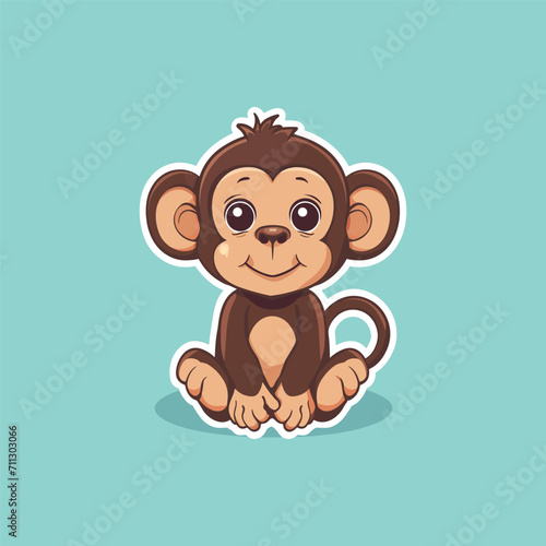 Photography Cute baby monkey sticker vector illustration